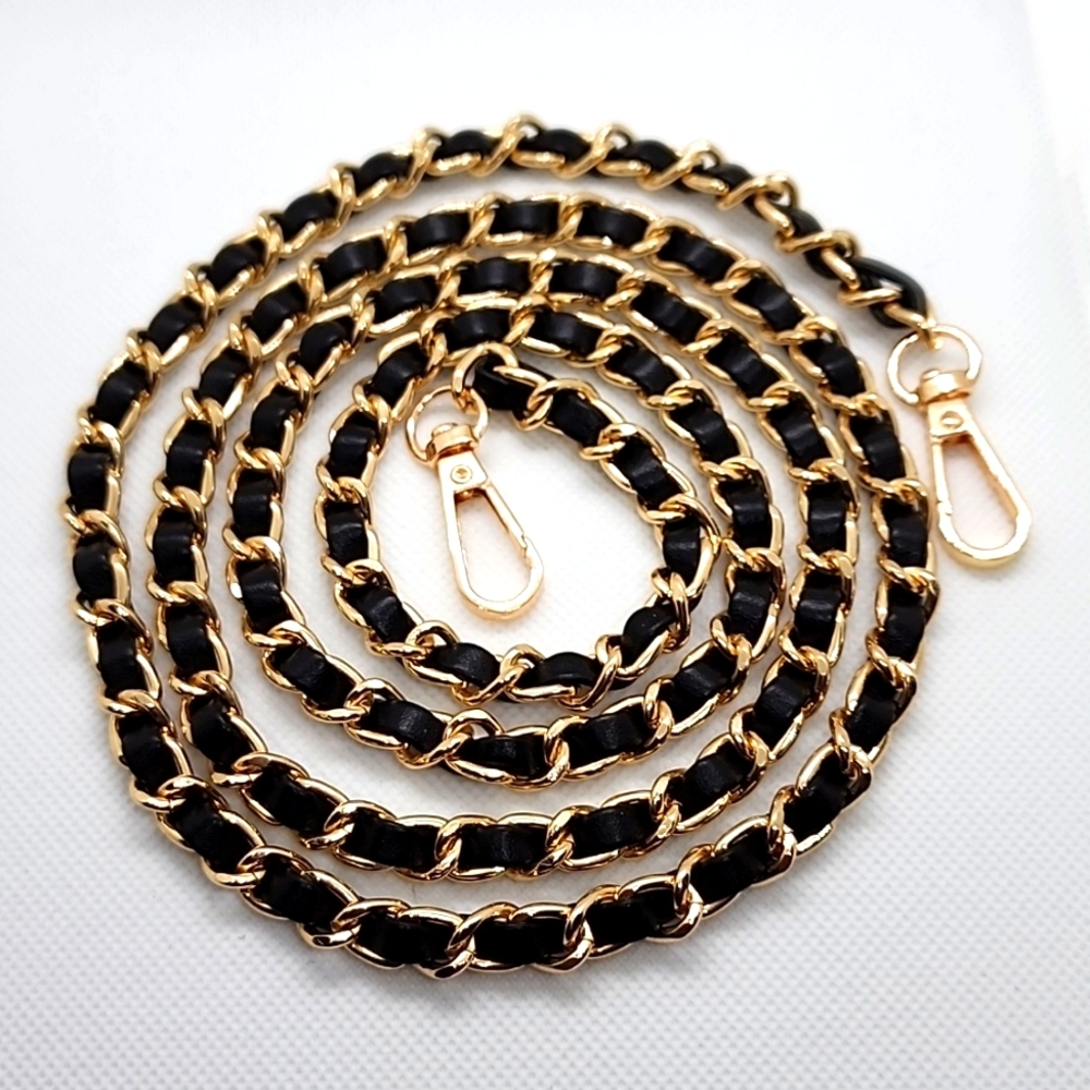 Leather Gold Tone Chain Crossbody Shoulder Bag Chain Strap